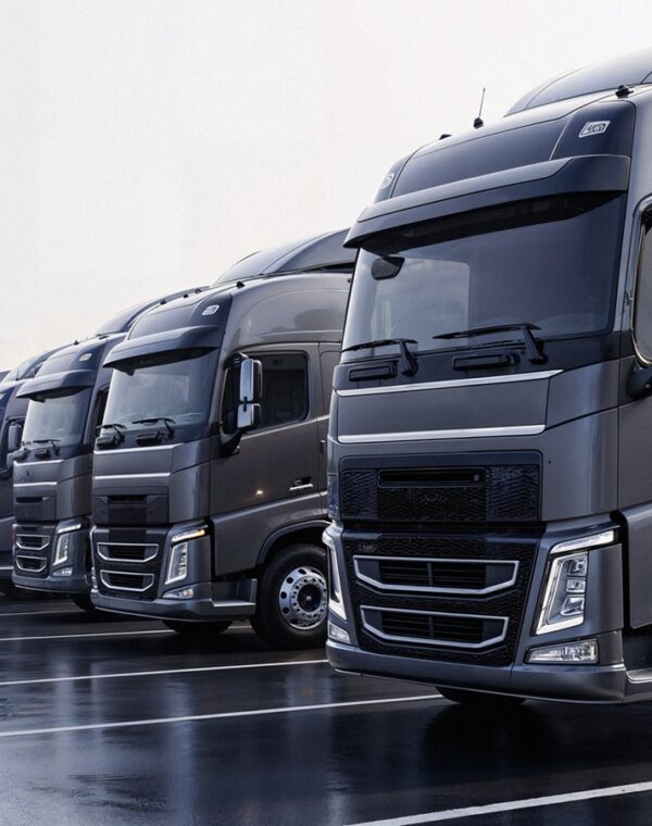 row-modern-semi-trucks-parking-lot